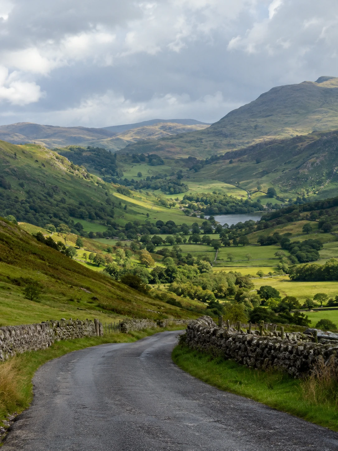 Country road winding into a green valley